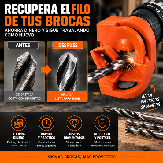 Afilador Profesional de Brocas + 2 Repuestos